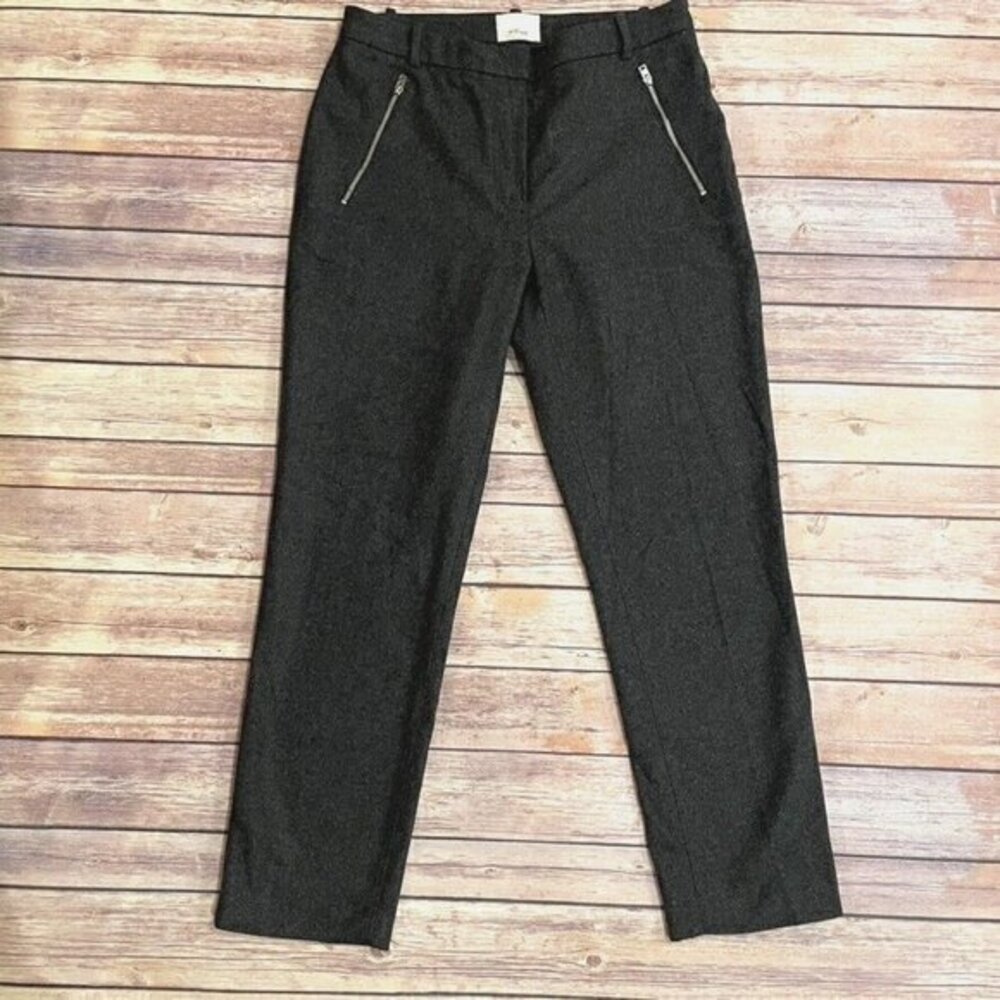 Wilfred Wool Cashmere Slim Cropped Pants Zippers Tapered Charcoal Gray